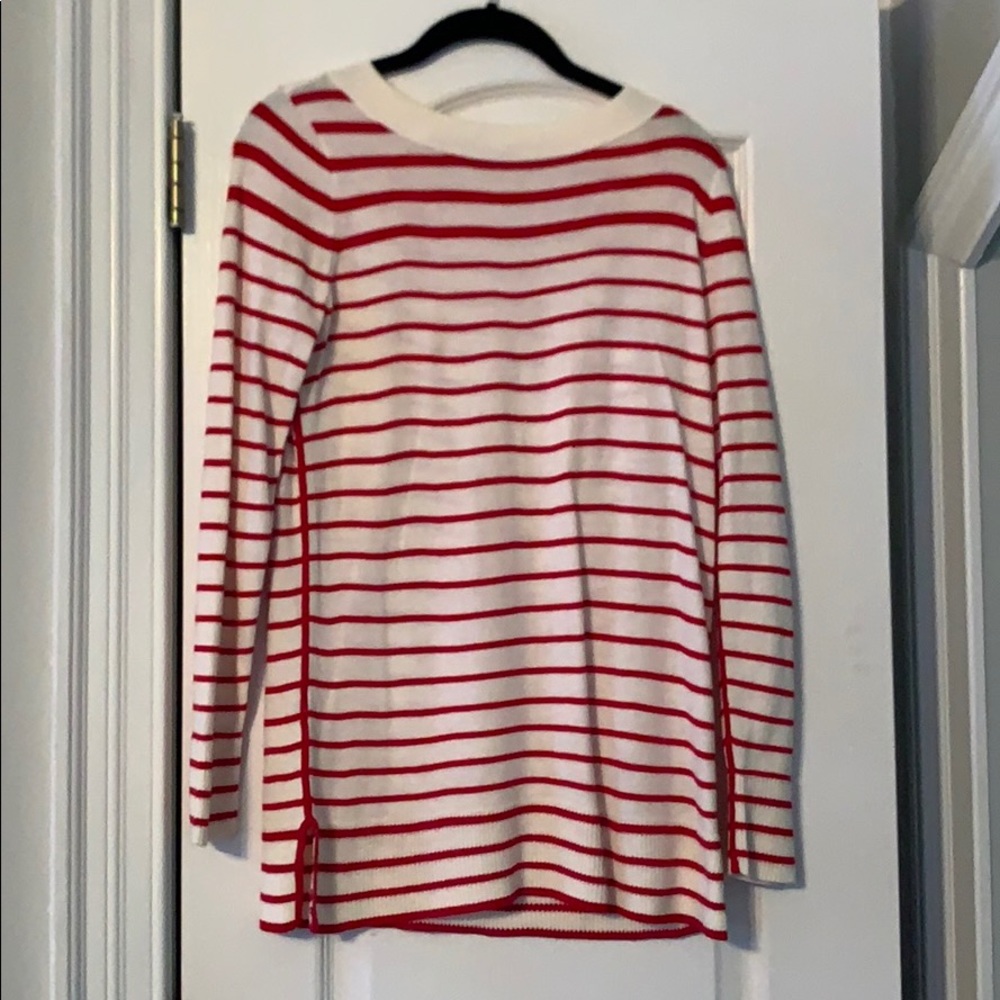 LOFT red and white striped sweater